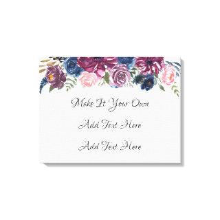 Marsala Blush Pink Navy Peony Wedding Canvas Print