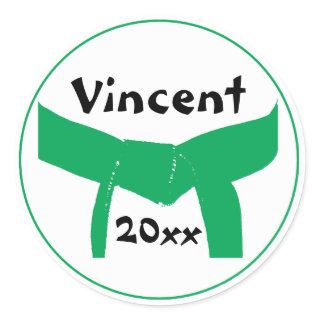 Martial Arts Green Belt Classic Round Sticker