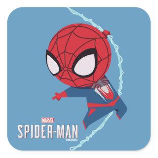 Marvel's Spider-Man | Cartoon Spidey Swinging Square Sticker