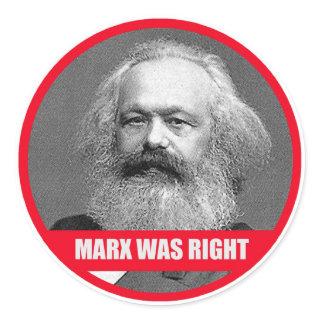 Marx Was Right Classic Round Sticker