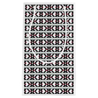 Masculine Black and white Latvian tribal folk art Small Gift Bag