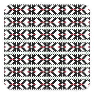 Masculine Black and white Latvian tribal folk art Square Sticker