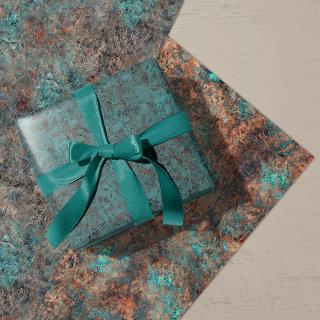 Masculine Rust Turquoise Patina Design Wrappin  Sheets