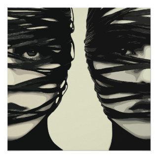 Masked Mystery: Dual Wrapped Faces Art Poster