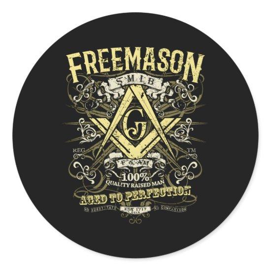 Masonic Est 1717 Distressed Classic Round Sticker