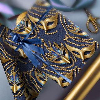 Masquerade Pattern Beads Masks Blue Gold ID1031
