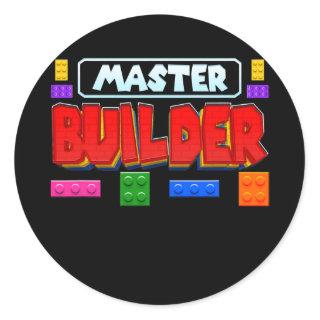 Master Builder Building Blocks Bricks Toys Wall Classic Round Sticker