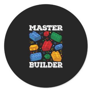 Master Builder Cute Block Building Kids Toys Brick Classic Round Sticker