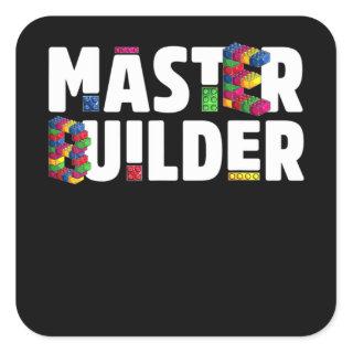 Master Builder Kids Building Blocks Bricks Toys Square Sticker