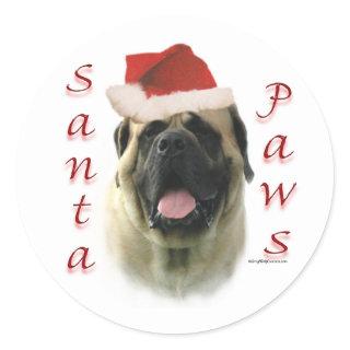 Mastiff (fawn) Santa Paws Classic Round Sticker