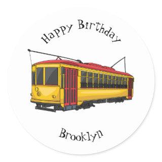Mata trolley cartoon illustration  classic round sticker