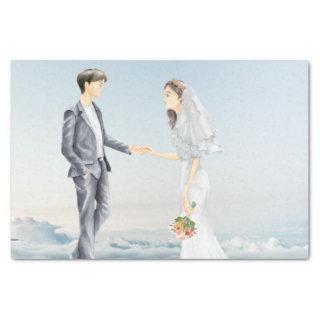 Matched in Heaven Elegant Bride and Groom Wedding  Tissue Paper