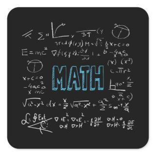 Math formulas mathematics square sticker