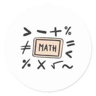 Math symbols for Students and Parents Classic Round Sticker
