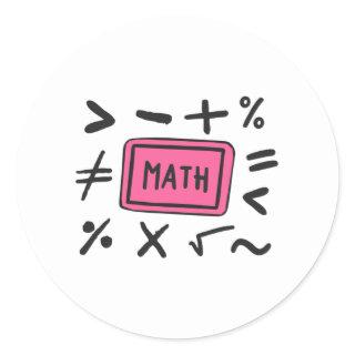 Math symbols for Students and Parents Classic Round Sticker