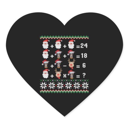 Math Teacher Christmas GREYHOUND Heart Sticker