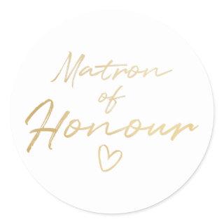 Matron of Honor - Gold faux foil sticker