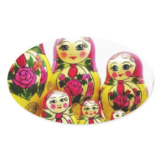 Matryoshka Dolls Oval Sticker