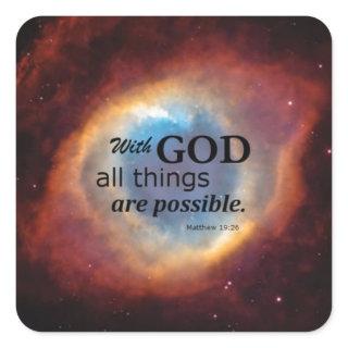 Matthew 19:26 square sticker