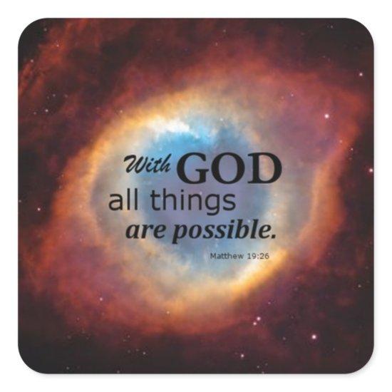 Matthew 19:26 square sticker