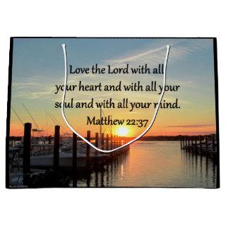 MATTHEW 22:37 SUNRISE SCRIPTURE VERSE DESIGN LARGE GIFT BAG