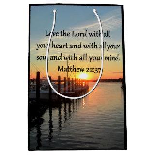 MATTHEW 22:37 SUNRISE SCRIPTURE VERSE DESIGN MEDIUM GIFT BAG
