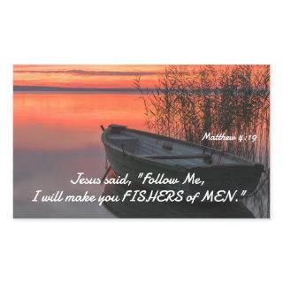 Matthew 4:19 Fishers of Men Christian Bible Verse Rectangular Sticker