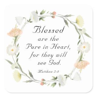 Matthew 5:8 Blessed are the Pure in Heart Bible Square Sticker