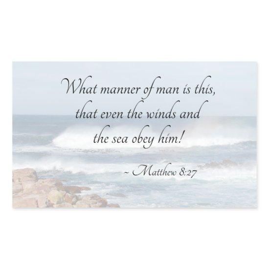 Matthew 8:27 Jesus calms the storm, Bible Verse Rectangular Sticker