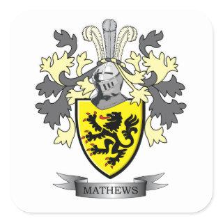 Matthews Family Crest Coat of Arms Square Sticker