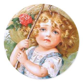 Maud Humphrey's Sweet Little Summer Girl Classic Round Sticker