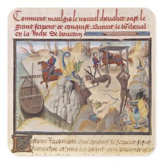 Maugis Fighting the Serpent Square Sticker