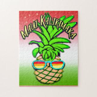 Maui Kalikimaka Pun Hawaiian Christmas Pineapple Jigsaw Puzzle