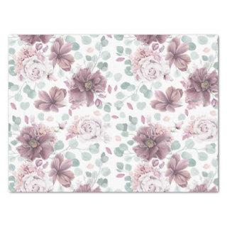 Mauve Flowers and Greenery Elegant Tissue Paper