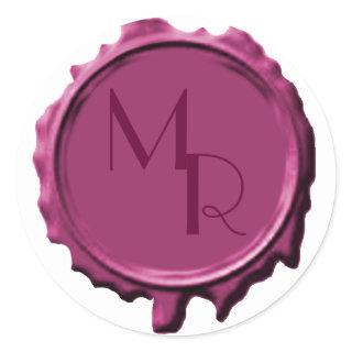 Mauve Monogram Seal Wedding Stickers