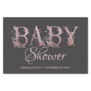 Mauve Pink Elegant Floral Chic Girl's Baby Shower Tissue Paper