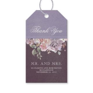 Mauve Plum and Lilac Vintage Floral Wedding Gift Tags