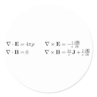 Maxwell's equations, differential form, cgs classic round sticker