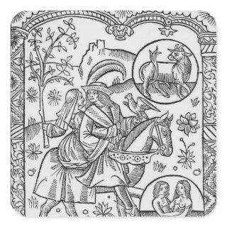 May, from the 'Almanach des Bergers', 1491 Square Sticker