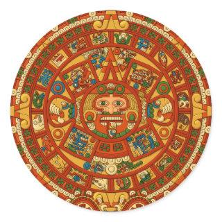 'Mayan Calendar Stone' Classic Round Sticker