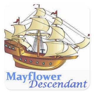 Mayflower Descendant Sailing Ship Square Sticker