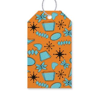 MCM Atomic Shapes Turquoise on Orange Gift Tags
