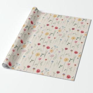 Meadow Wildflower Pattern Cottagecore Boho Cream