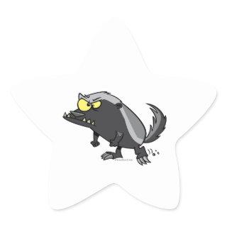 mean honey badger cartoon character star sticker