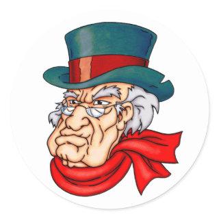 Mean Old Scrooge Classic Round Sticker