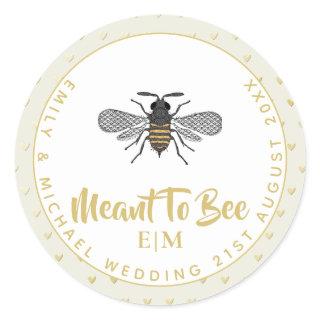 Meant To BEE Monogram Wedding Bridal Shower Thanks Classic Round Sticker