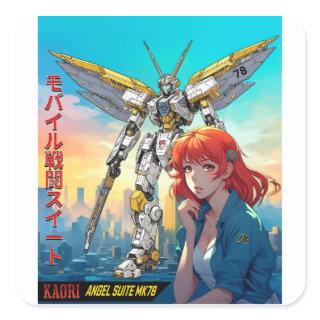 MECHA WARRIOR - KAORI'S ANGEL SUITE MK78  SQUARE STICKER