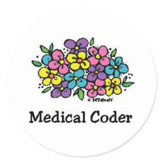Medical Coder Blooms1 Classic Round Sticker