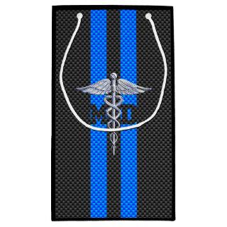 Medical Doctor MD Caduceus on Blue Stripes Small Gift Bag