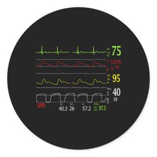 Medical Ecg Ekg He Rate Monitor Classic Round Sticker